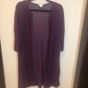 J Jill Crochet Long Open Front Cardigan